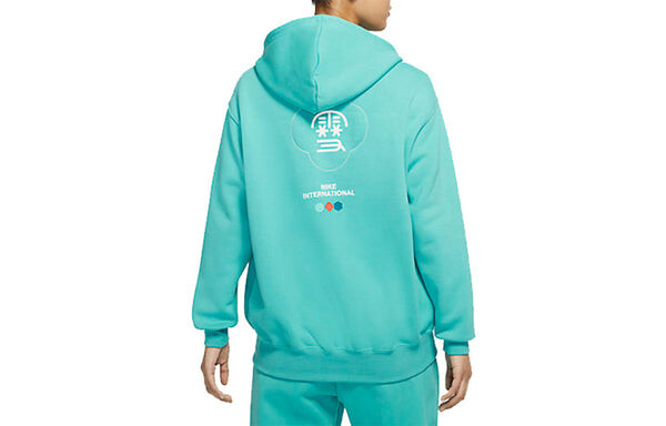 Свитер cny new year's edition hoodie fleece loose knit sports blue green Nike, зеленый — фото 2