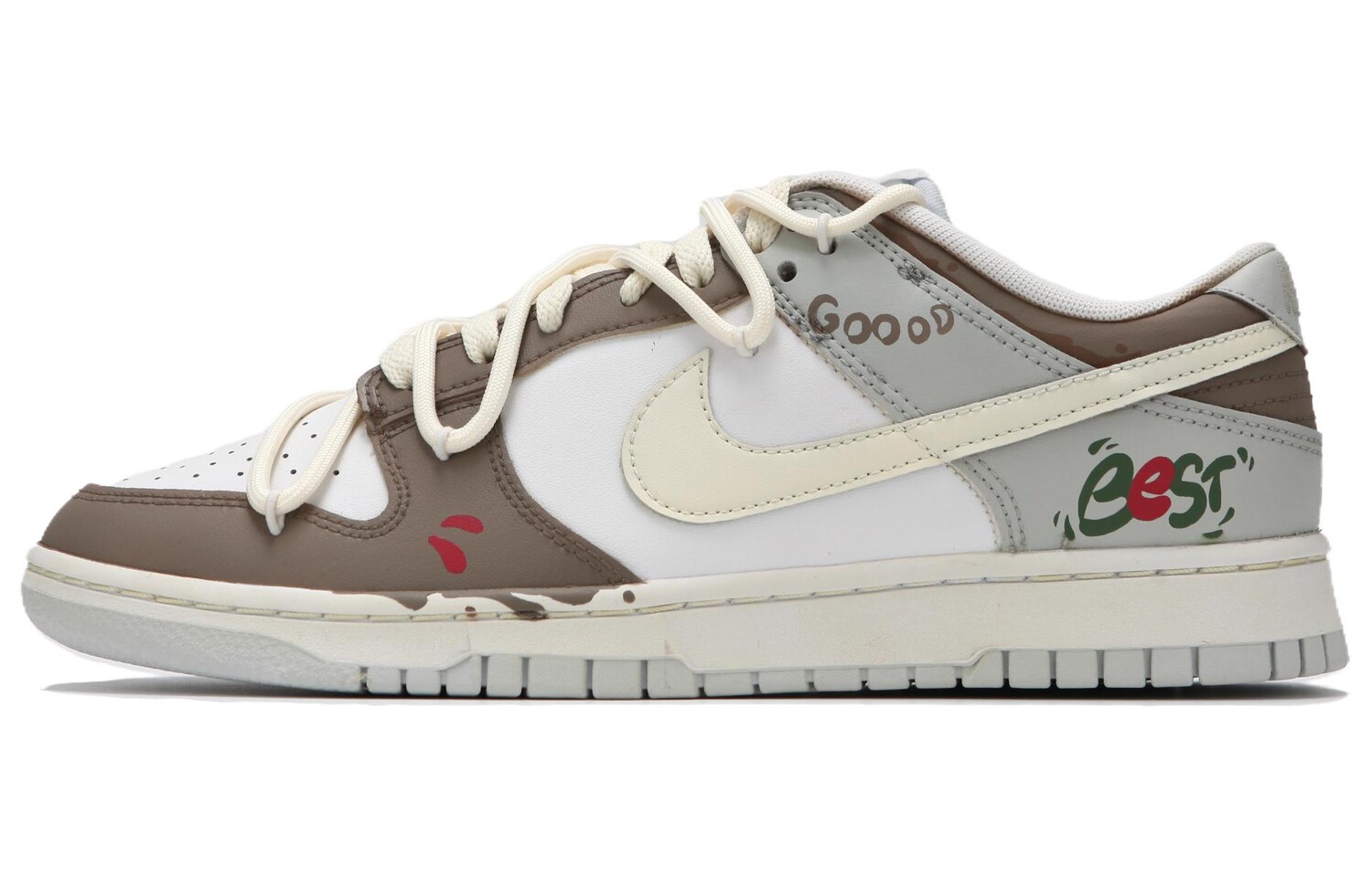 

Кроссовки Nike Dunk Skateboarding Shoes Unisex Low-top White-brown-gray, белый