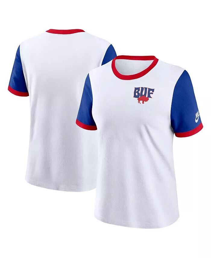 

Женская белая/королевская футболка Buffalo Bills Rewind Ringer Nike, белый