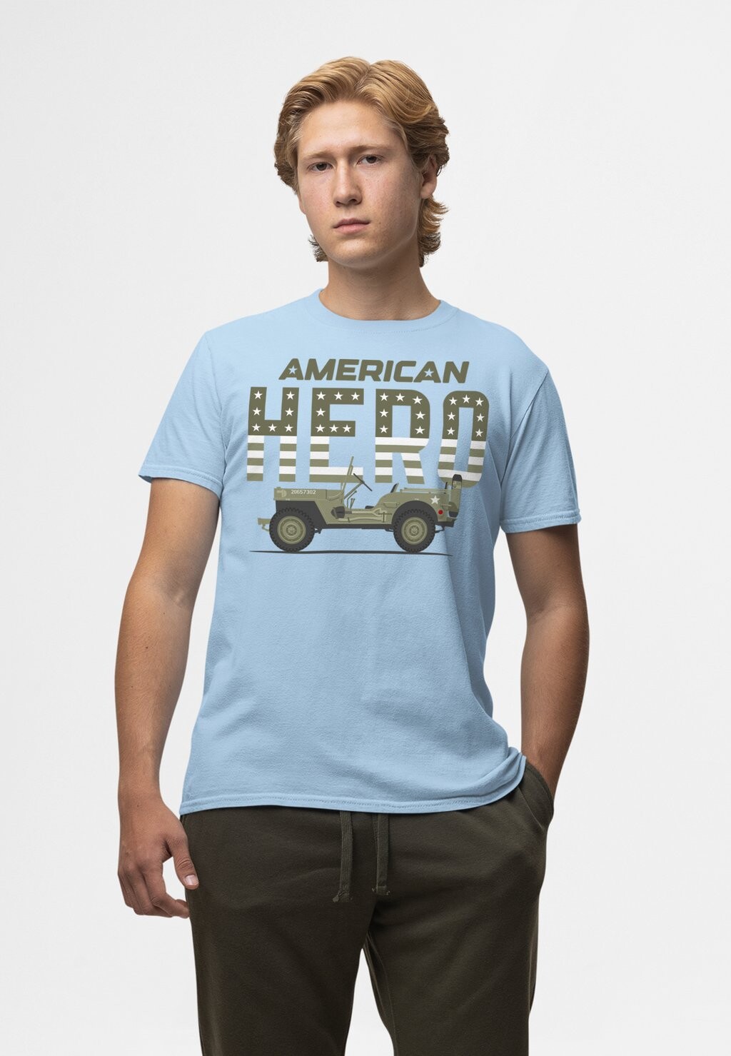 

Футболка с принтом ORIGINAL UNRESTORED AMERICAN HERO Henry Tiger, светло-голубой