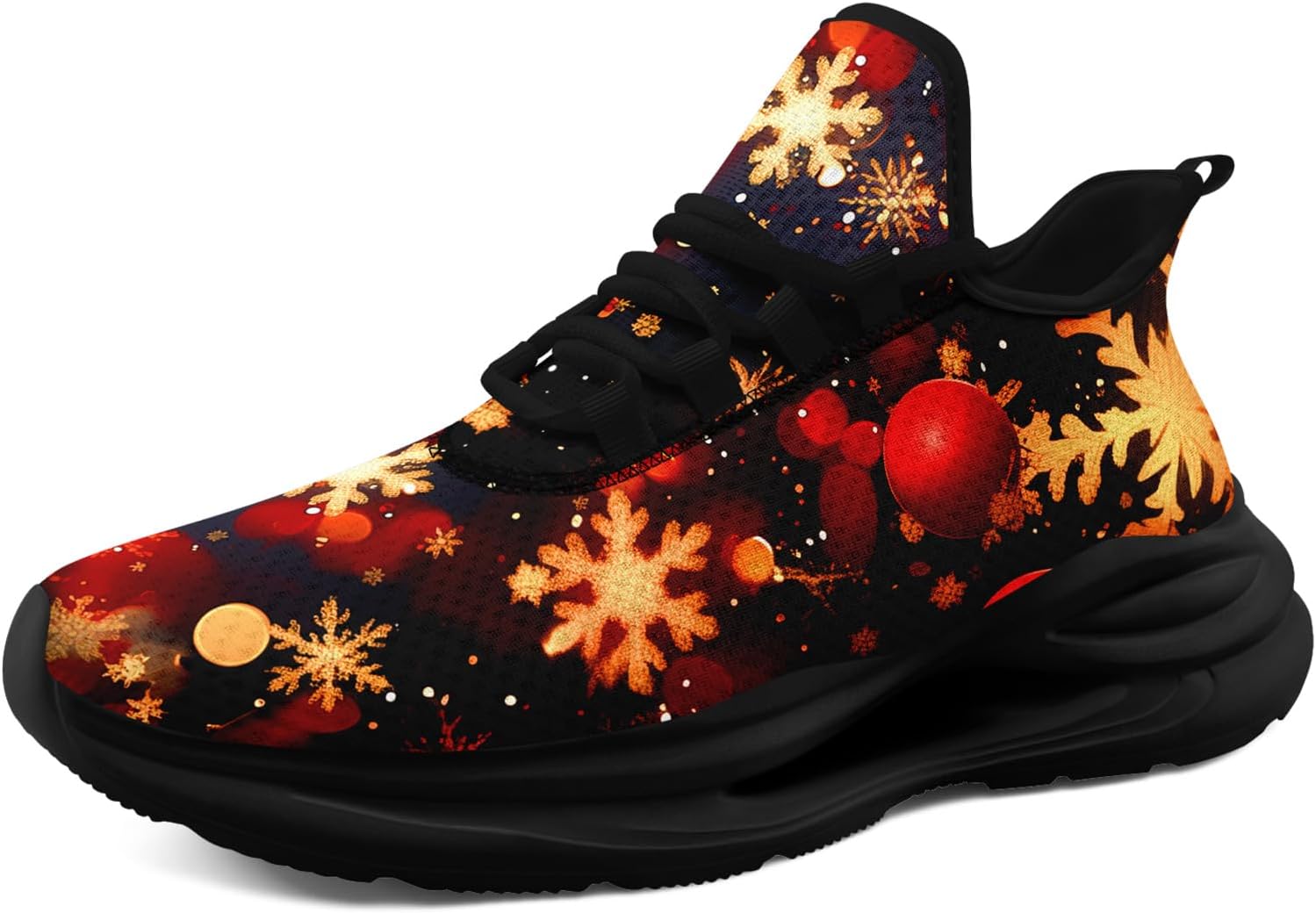 

Рождественские кроссовки для женщин и мужчин, легкие, дышащие, модные спортивные кроссовки для бега и тренажерного зала с принтом Санты Awsole, черный/красный/оранжевый