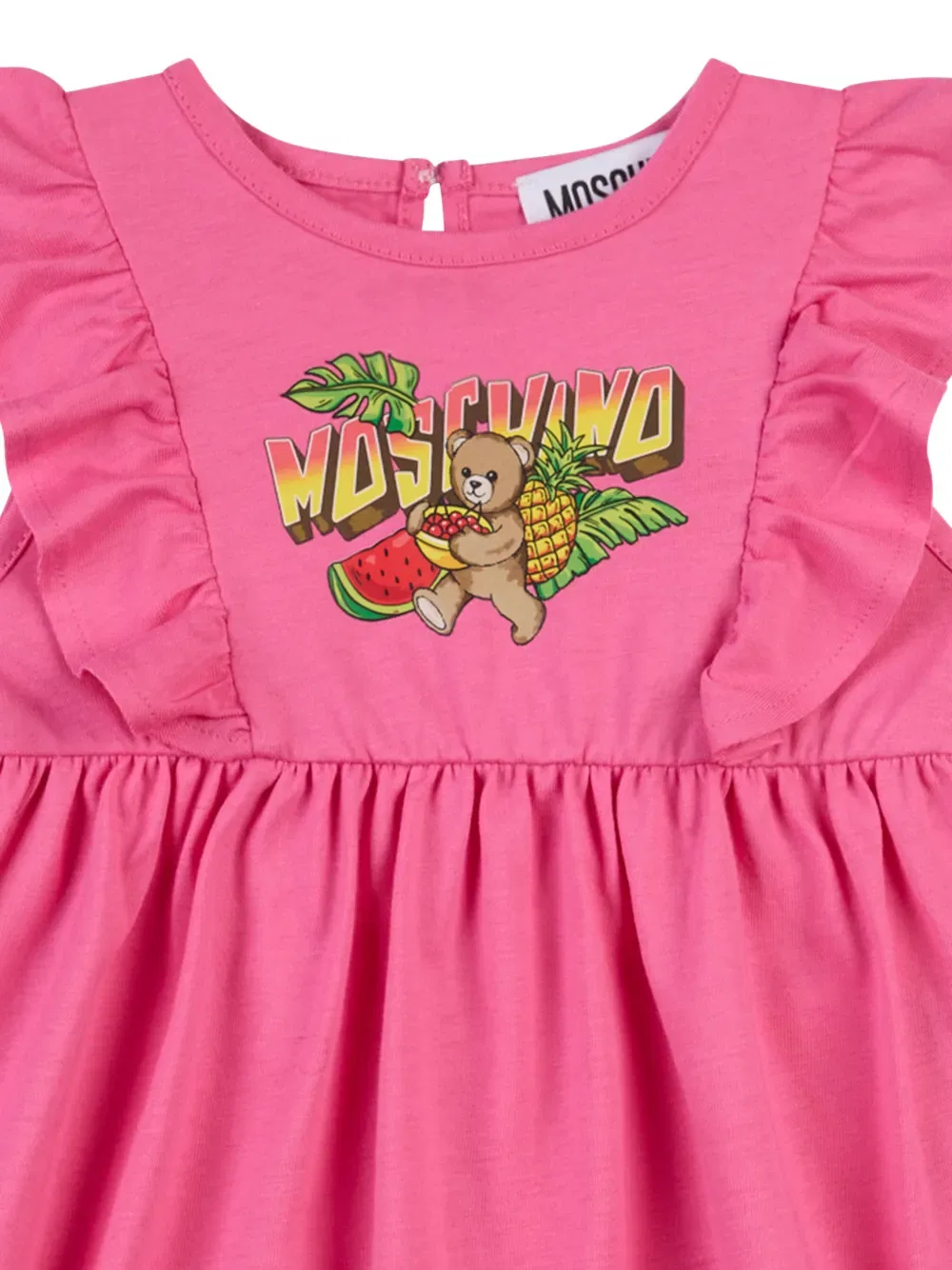 Платье с оборками и принтом Moschino Kids, розовый — фото 3
