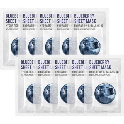 

Пакет тканевых масок Purity Blueberry 22 мл, корейский уход за кожей, питающий и заряжающий энергией, с натуральными ингредиентами для всех типов кожи, Eunyul