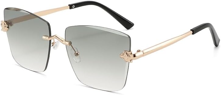 

Солнцезащитные очки для мужчин и женщин - защита UV400 - увеличенные градиентные линзы, металлические петли, подходят для занятий спортом на открытом воздухе и вождения QWBSER, Golden Green