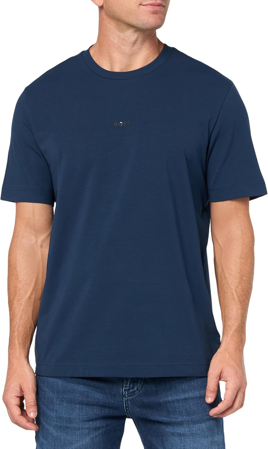 

Мужская хлопковая футболка BOSS с логотипом на груди, стандартного кроя, Blueberry Blue, Синий, Мужская хлопковая футболка BOSS с логотипом на груди, стандартного кроя, Blueberry Blue