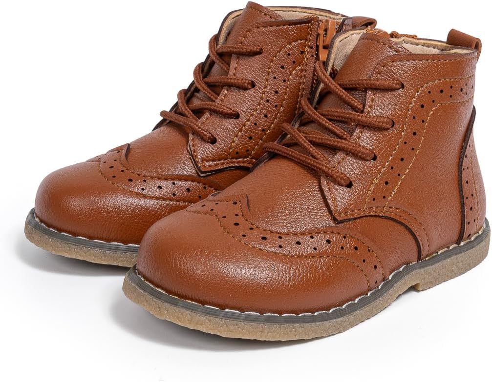 

Классические походные ботинки Sawimlgy для малышей, мальчиков и девочек, из PU-кожи, для улицы, на все четыре сезона, кроссовки до щиколотки, с высоким верхом, с прочной резиновой подошвой, повседневная обувь, 08 Braun