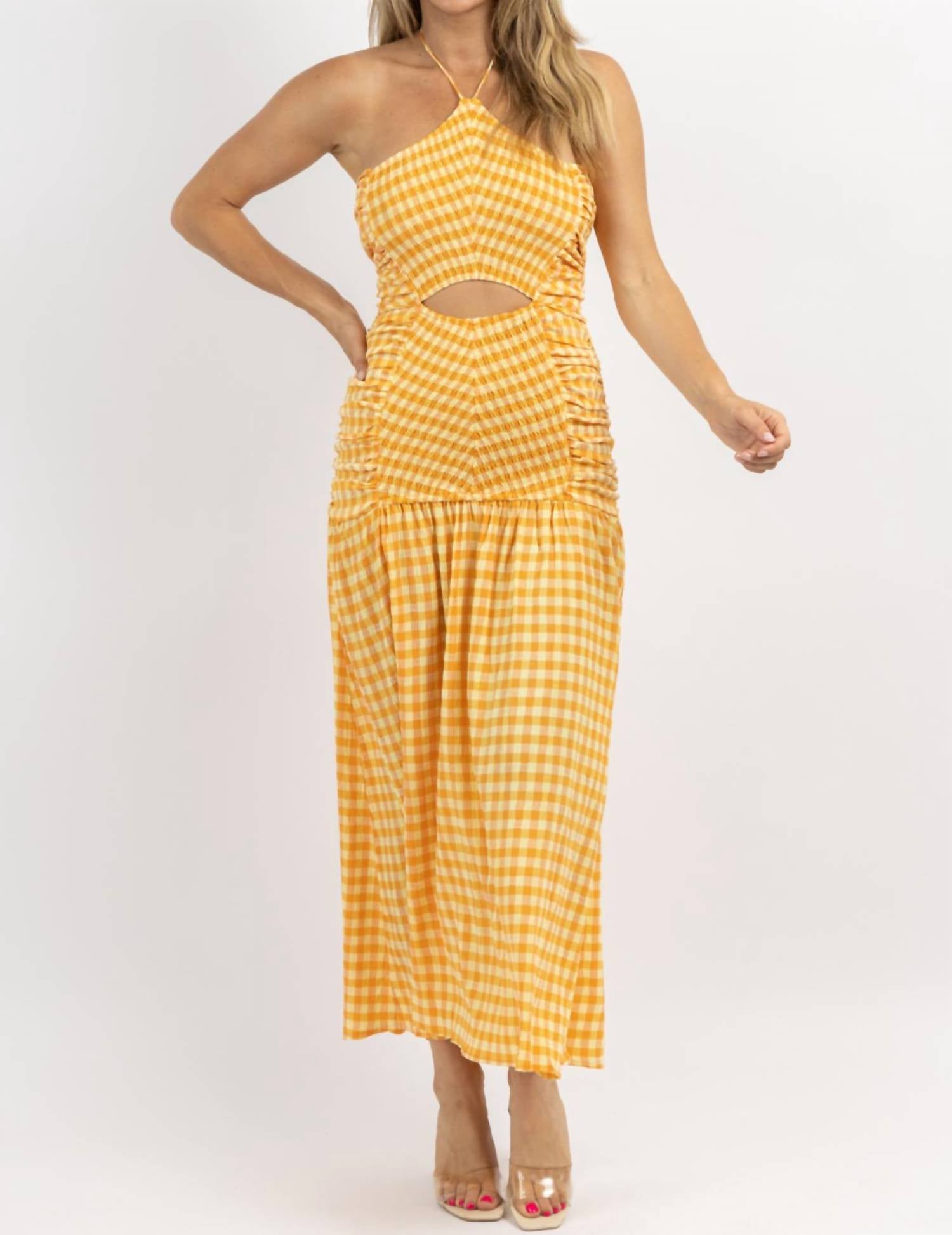 

Платье-макси Lolita Gingham Smock в оранжевом цвете fanco
