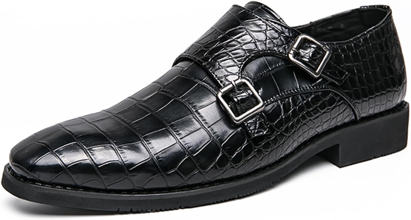 

Мужские лоферы с двойной пряжкой, с закрытым носком, из кожи, оксфорды для делового и формального стиля Abborora, черный