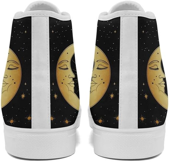 Кеды на высокой подошве Sun Moon Star из холщовой ткани для женщин и мужчин, черные и белые модные туфли, шнуровка, стильные, унисекс, для прогулок и повседневного ношения Awsole — фото 3