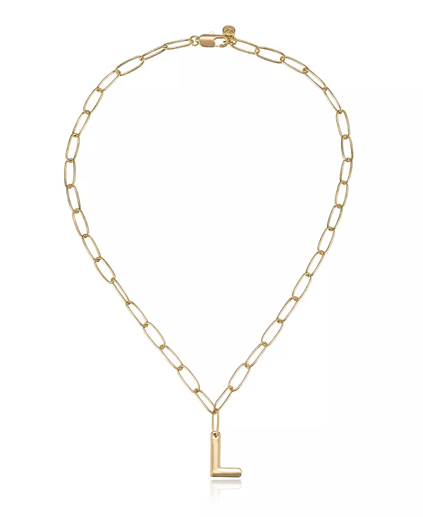 

Ожерелье с инициалами в виде цепочки-скрепки Ettika, gold-l