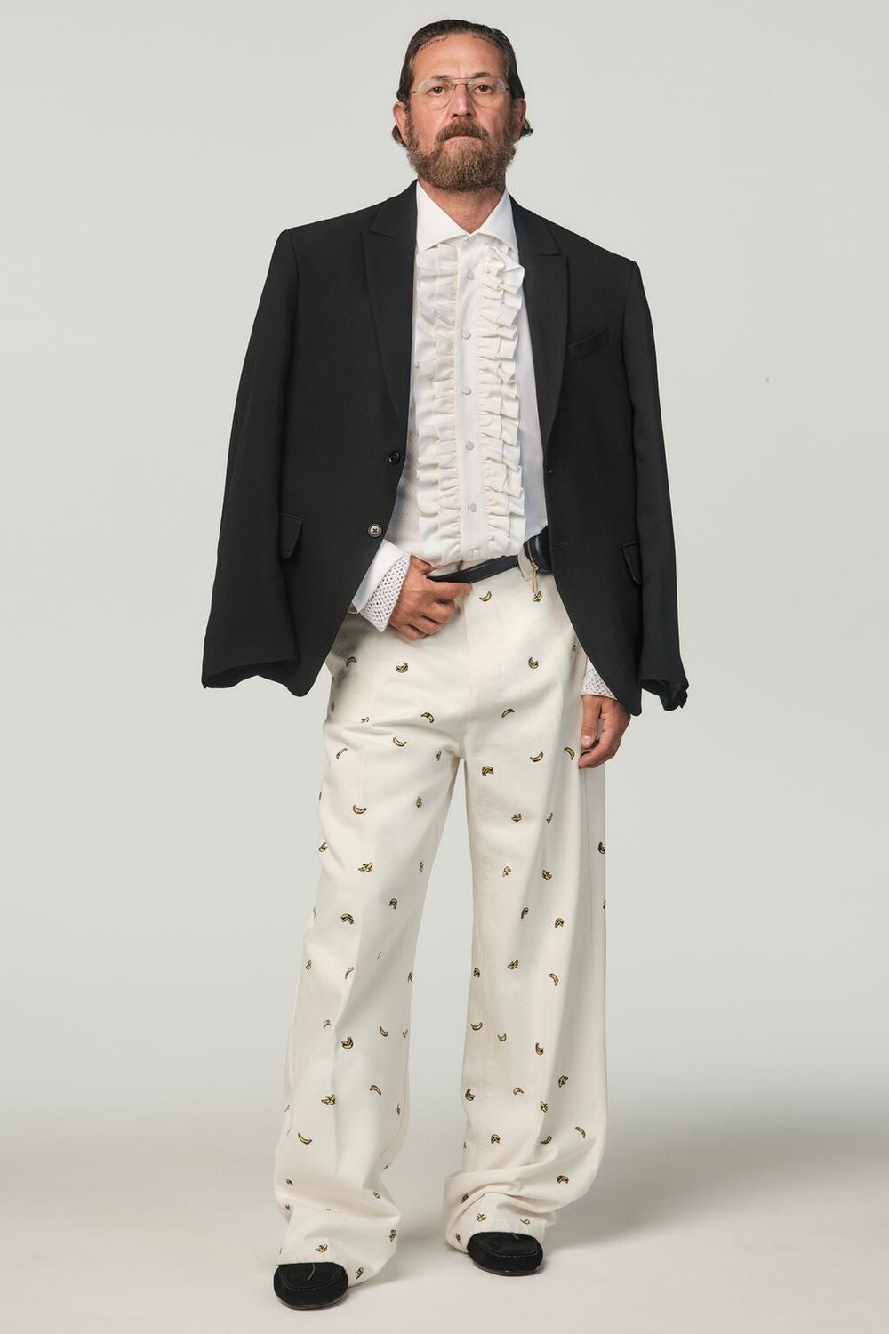 

Джинсы с вышивкой banana x Stefano Pilati ZARA, устрично-белый