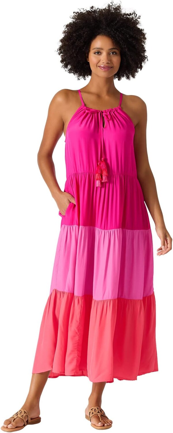 

Многоярусное платье миди в стиле колор-блок Tommy Bahama, цвет Pink Maui