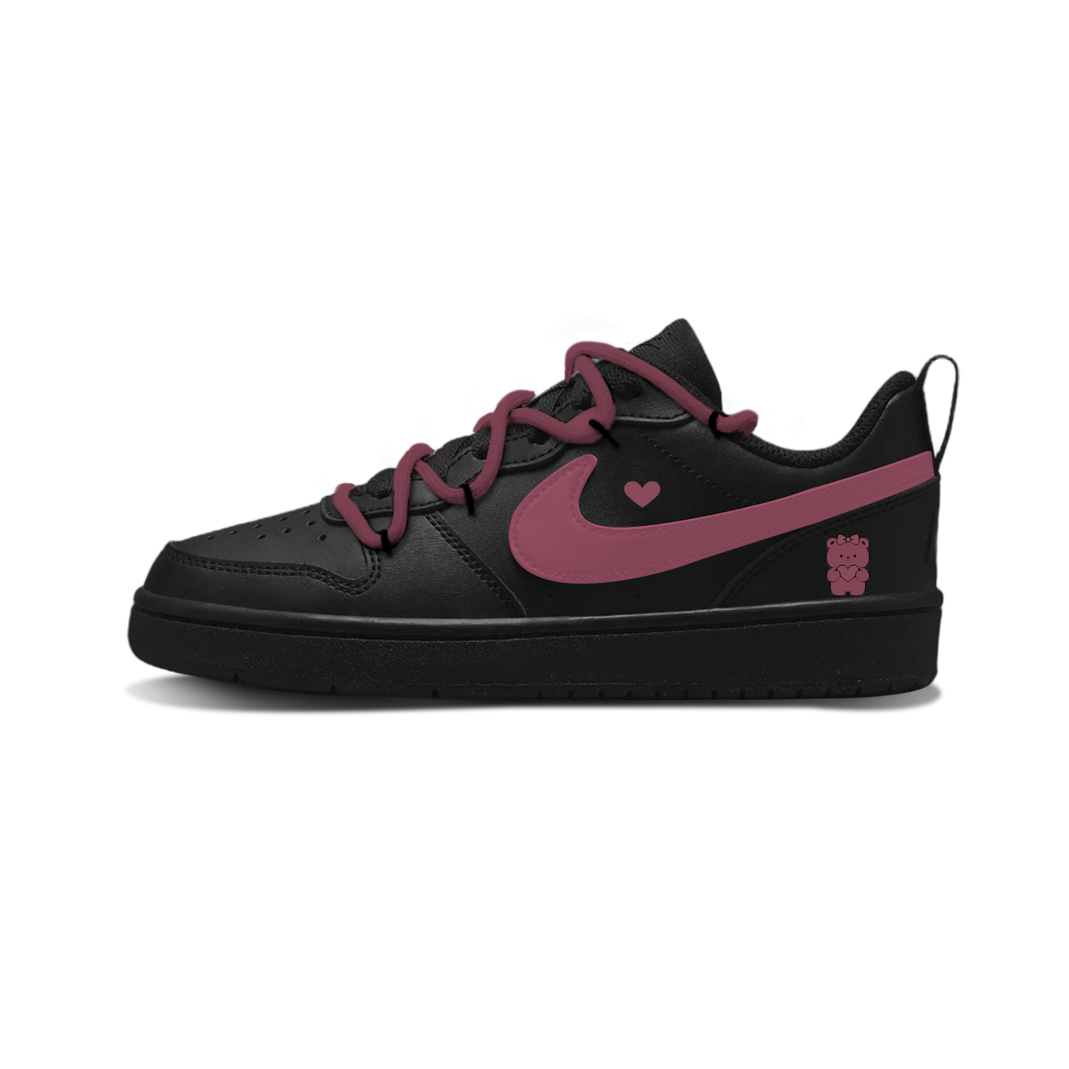 

Nike Court Borough Pink Bear нескользящие устойчивые к истиранию низкие кроссовки для скейтбординга Black для подростков