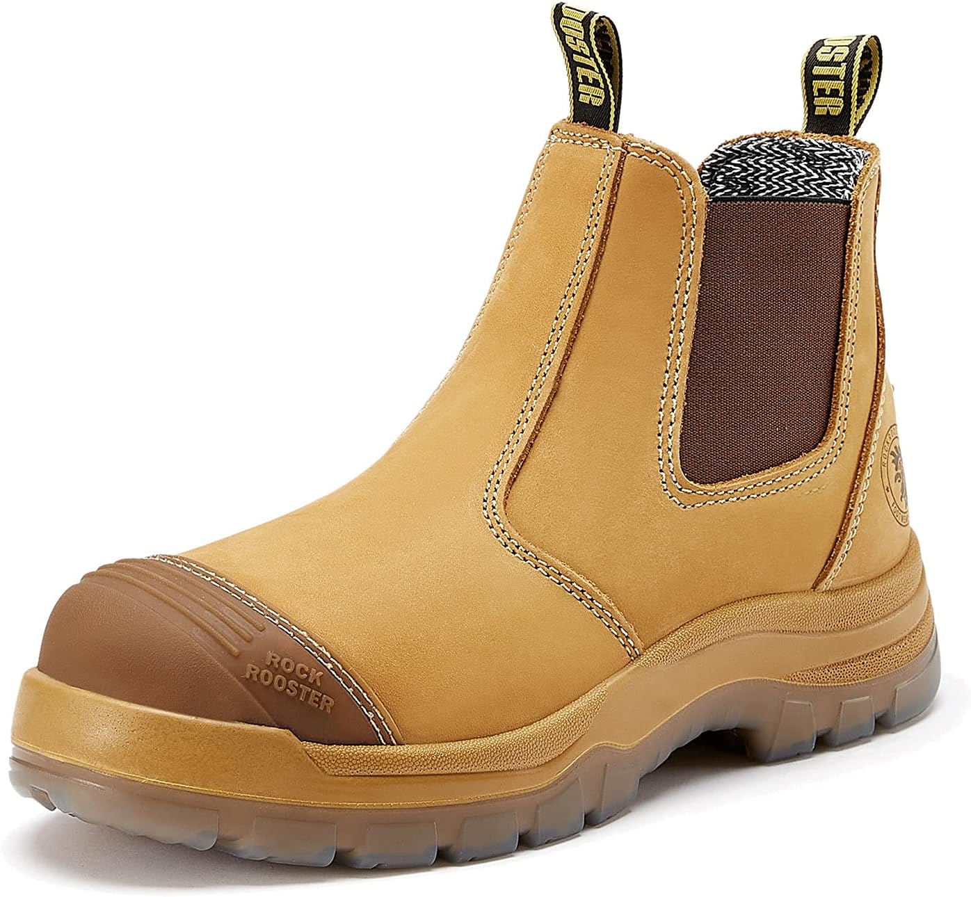 

Мужские ботинки ROCKROOSTER Gammon, 15 см челси с стальным носком, защитные ботинки цвета пшеницы с легкой посадкой, против усталости, нубук, противоскользящие, дышащие, удобные, AK222, Gammon Ak222