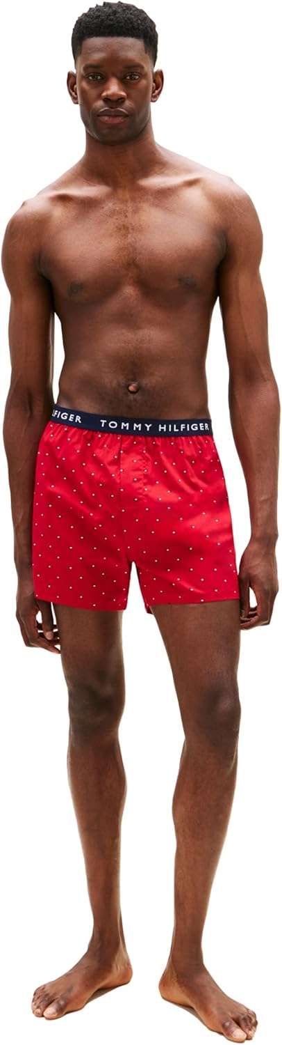 Мужские классические хлопковые боксеры Tommy Hilfiger, комплект из 4 пар, Grey Micro Flag, Primary Red Micro Flag, Pacific Blue Micro Flag, Navy Micro Flag — фото 3