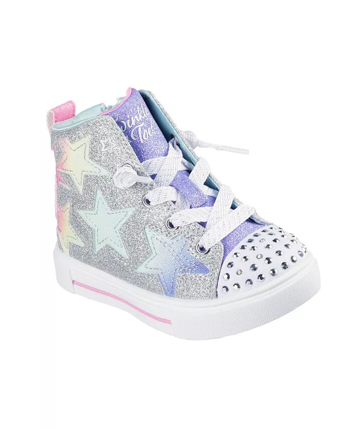 

Кроссовки Twinkle Toes для девочек-малышей: кроссовки Twinkle Sparks Magical Ombre Light-Up Casual от Finish Line Skechers, серебряный