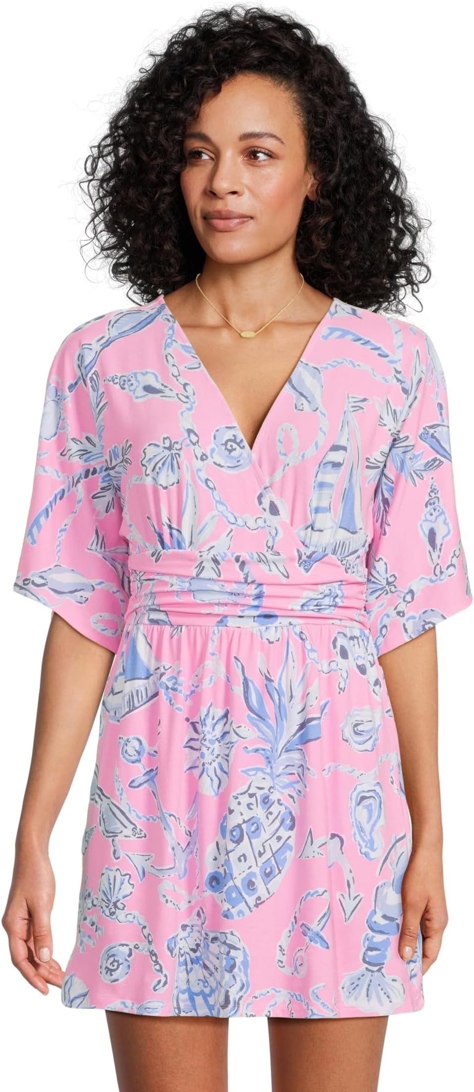 

Платье Lilly Pulitzer Parigi Skort Romper, цвет Rousseau Pink Oversized Barefoot Beachcombers