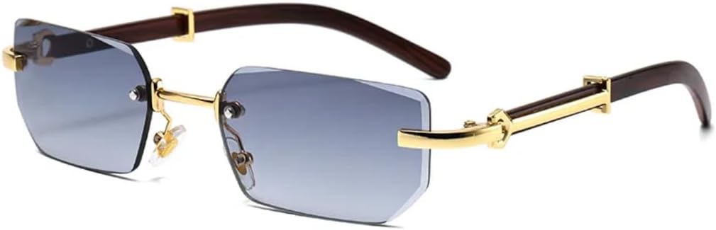 

Солнцезащитные очки с защитой UV400 | Без оправы, металлические, цветные линзы | Для женщин и мужчин, для занятий спортом на открытом воздухе и вождения DSVIGF, Gold-gray