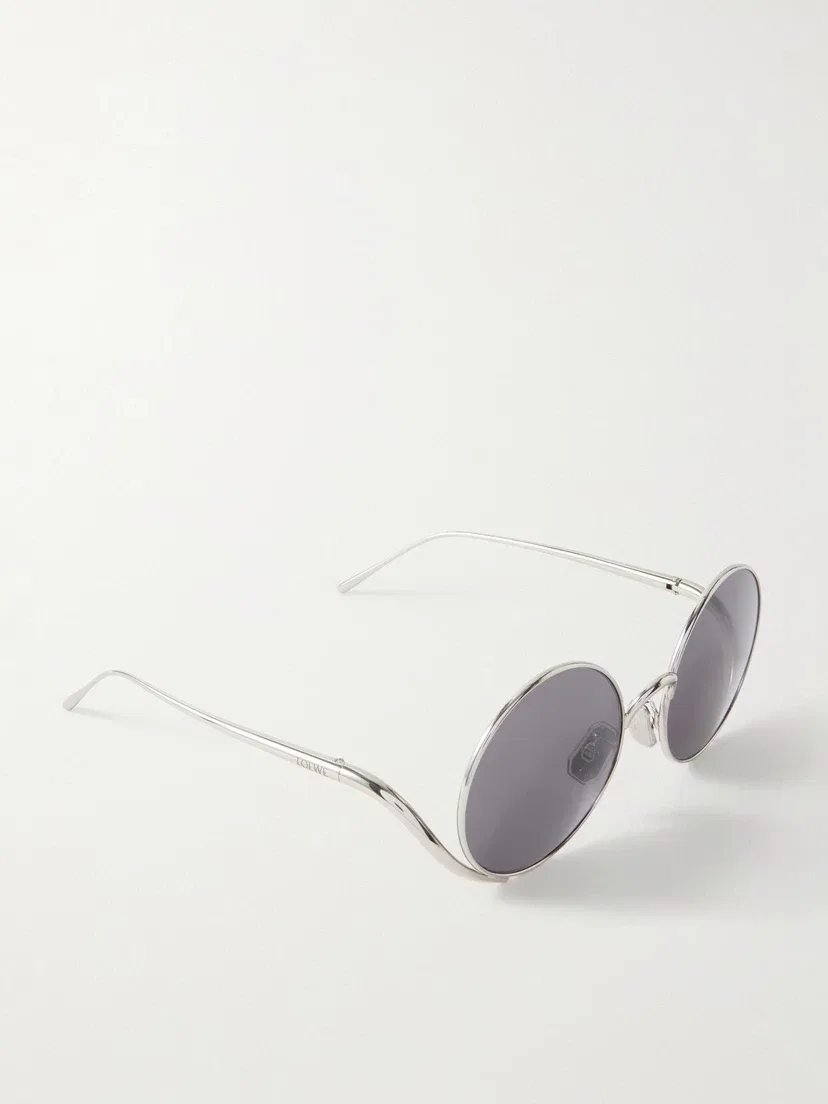Круглые солнцезащитные очки серебристого цвета LOEWE EYEWEAR, серебряный — фото 3
