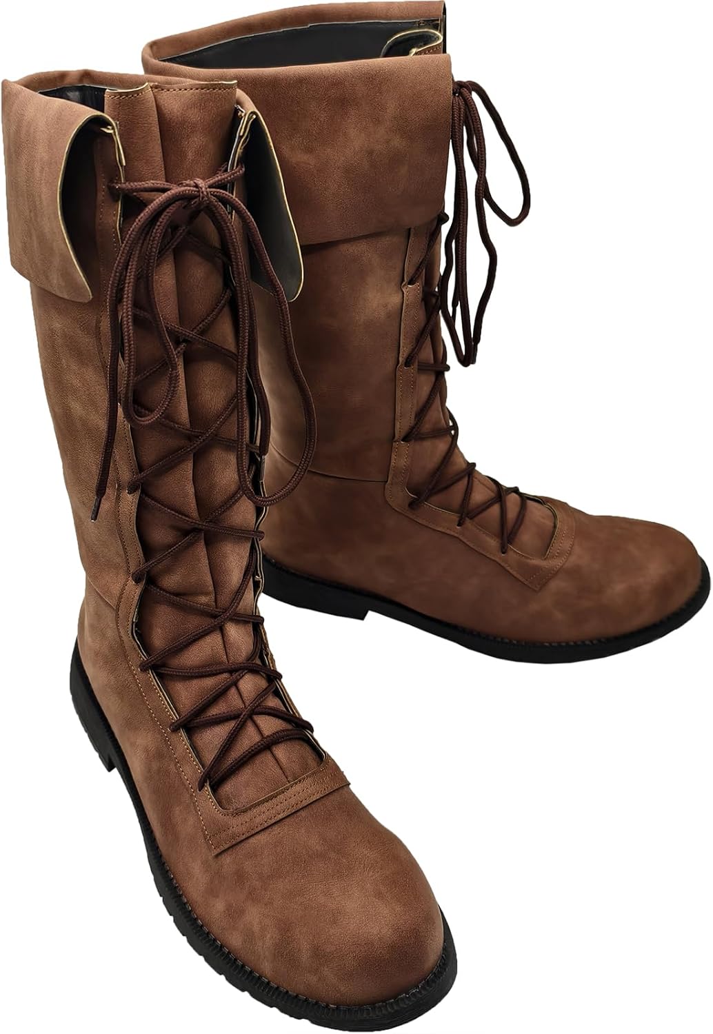 

Мужские ботинки JUNQIAKO в стиле Ренессанс, средневековые ботинки на шнуровке для косплея, вестерн-пиратские, викингские, готические, для Хэллоуина, коричневый