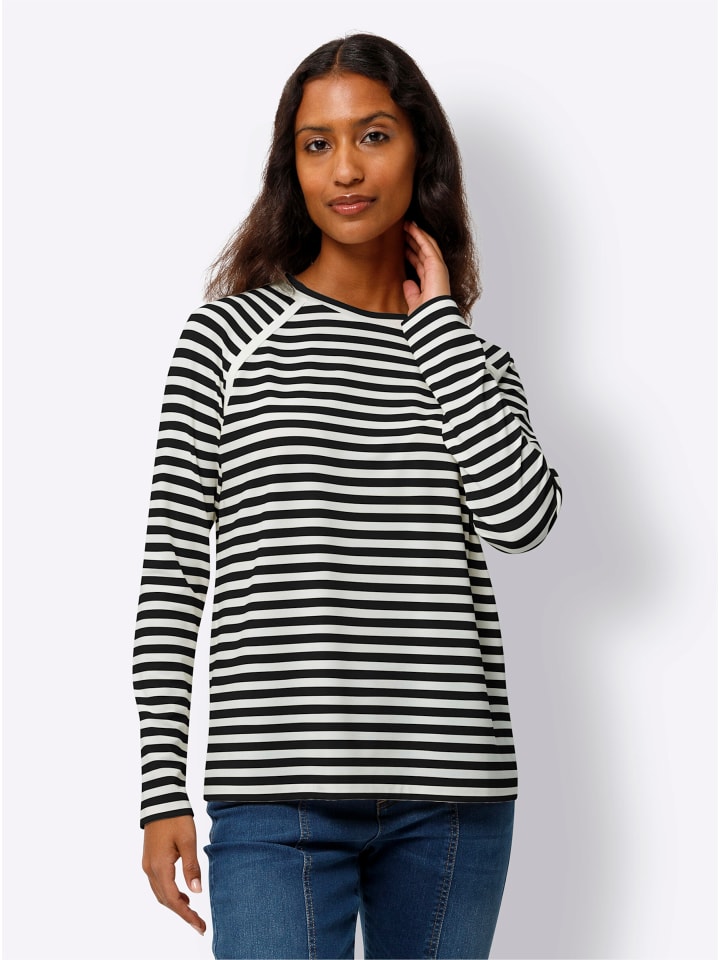 

Полосатая рубашка черного и бежевого цветов Heine