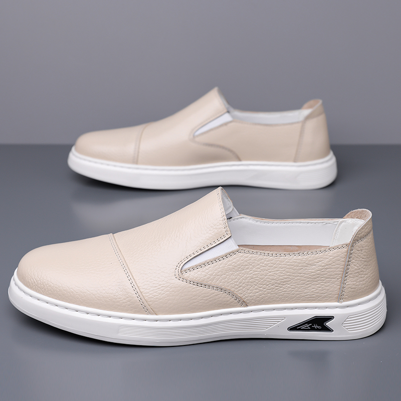 Dao Tu Sen Кеды Casual Leather First Valley мужские низкие черно-бело-желтые белые, цвет White-(M-8299) First Valley — фото 4