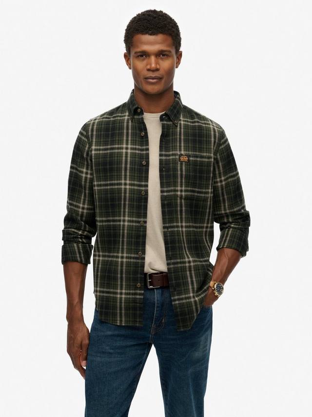 Длинная рубашка из хлопка в стиле лесоруба Superdry, Olive Green