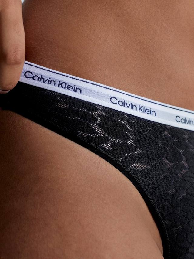 Леопардовое кружевное стринги с высокой посадкой Calvin Klein, Black — фото 3