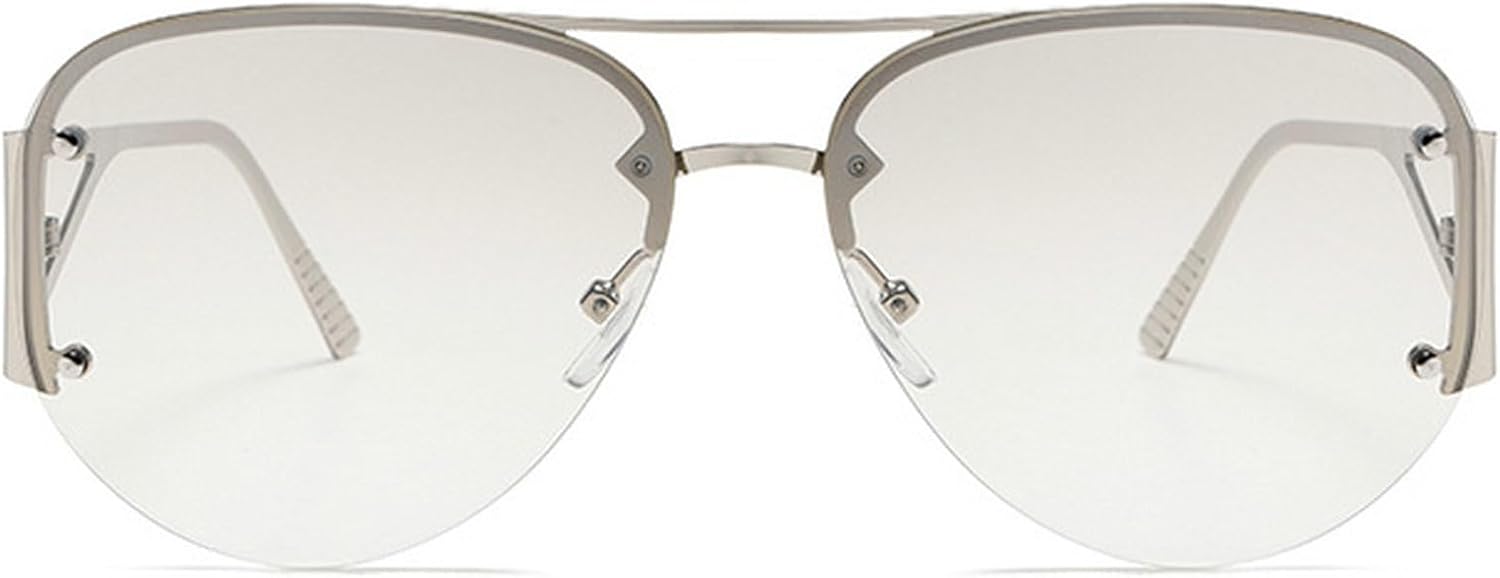

Модные женские солнцезащитные очки-пилот в металлической полуободковой оправе, классические очки с двойным дужком, стильные мужские солнцезащитные очки цвета шампанского N45 mincl, Silver