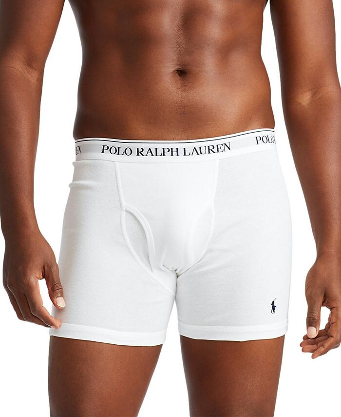 Мужской комплект из 3 штук. Классические хлопковые трусы-боксеры Polo Ralph Lauren, белый — фото 2
