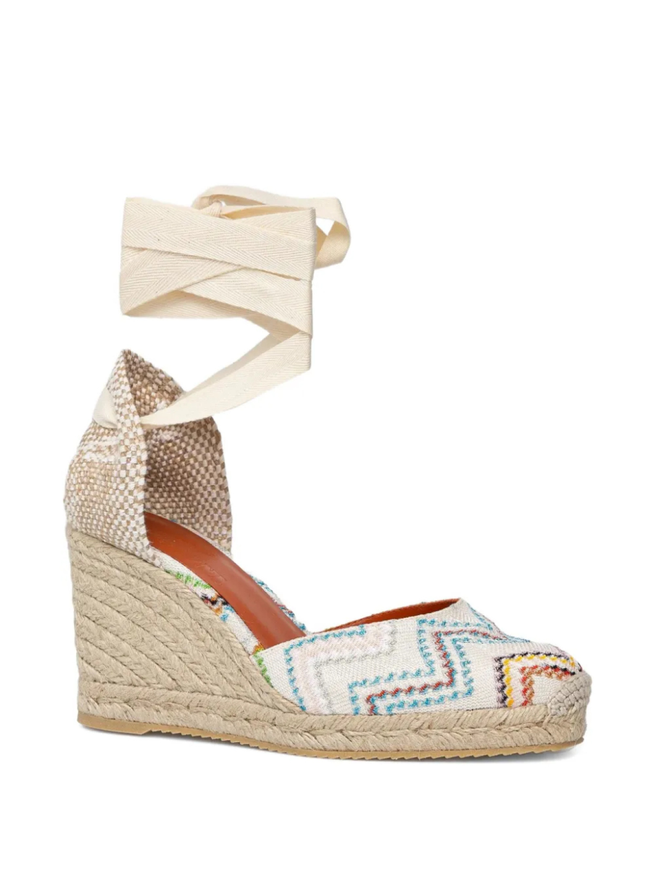 Вышитые босоножки на танкетке Carina Missoni, нейтральный — фото 2