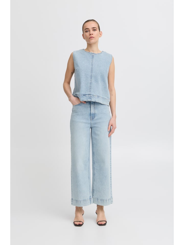 

ICHI Джинсы IHARMIOS свободного кроя, светло-голубые, с эффектом потертости