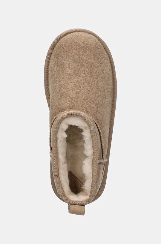 Детские замшевые зимние сапоги CLASSIC ULTRA MINI PLATFORM Ugg, бежевый — фото 4