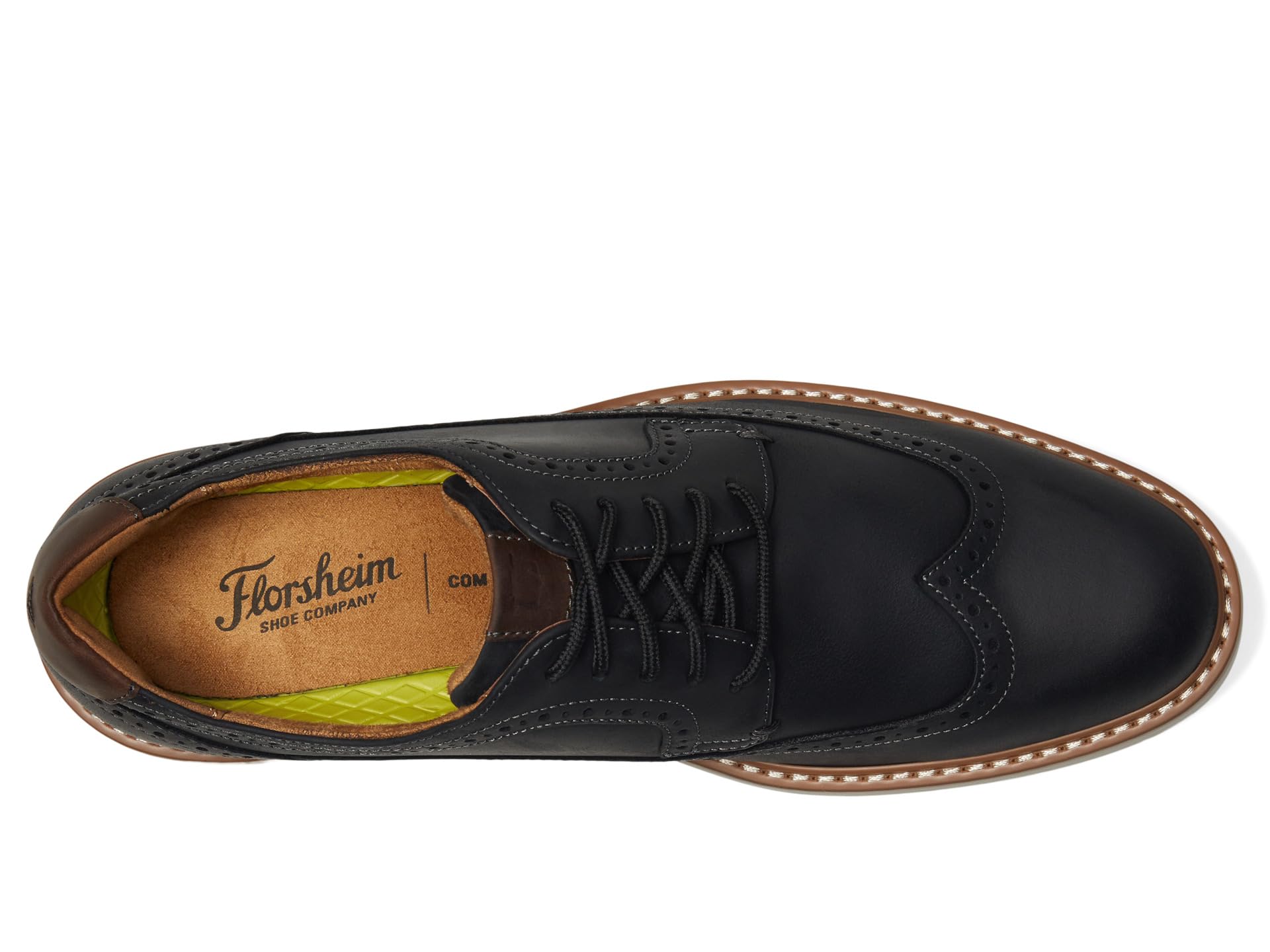 Туфли Florsheim Norwalk Wingtip Oxford, цвет Black Crazy Horse — фото 2