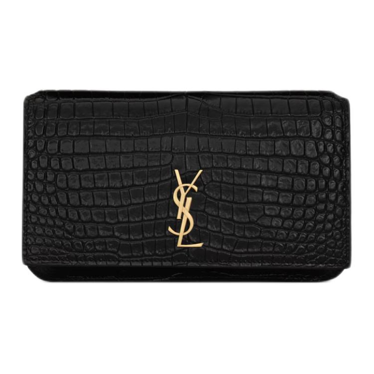 

SAINT LAURENT Сумка через плечо из телячьей кожи CASSANDRE с карманом для телефона женская черная