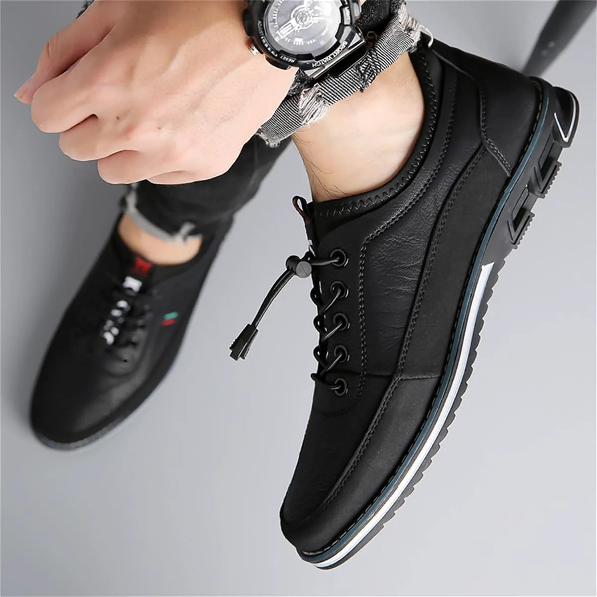 

Мужские повседневные деловые туфли Veslexth слипоны с регулируемой посадкой, лоферы для вождения, работы, прогулок, вечеринок и официальные оксфорды, черный