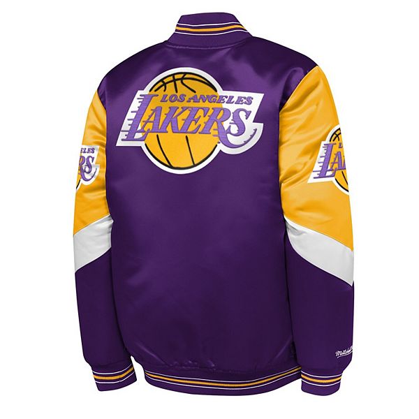 Молодежная фиолетовая satin куртка los angeles lakers throw it back heavyweight full-zip Mitchell & Ness — фото 4