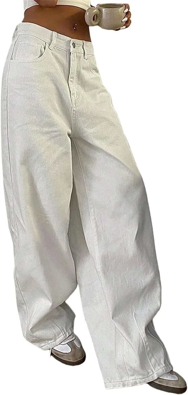 

Прямые джинсы для женщин Baggy Boyfriend Wide Leg y2k Cargo High Waist