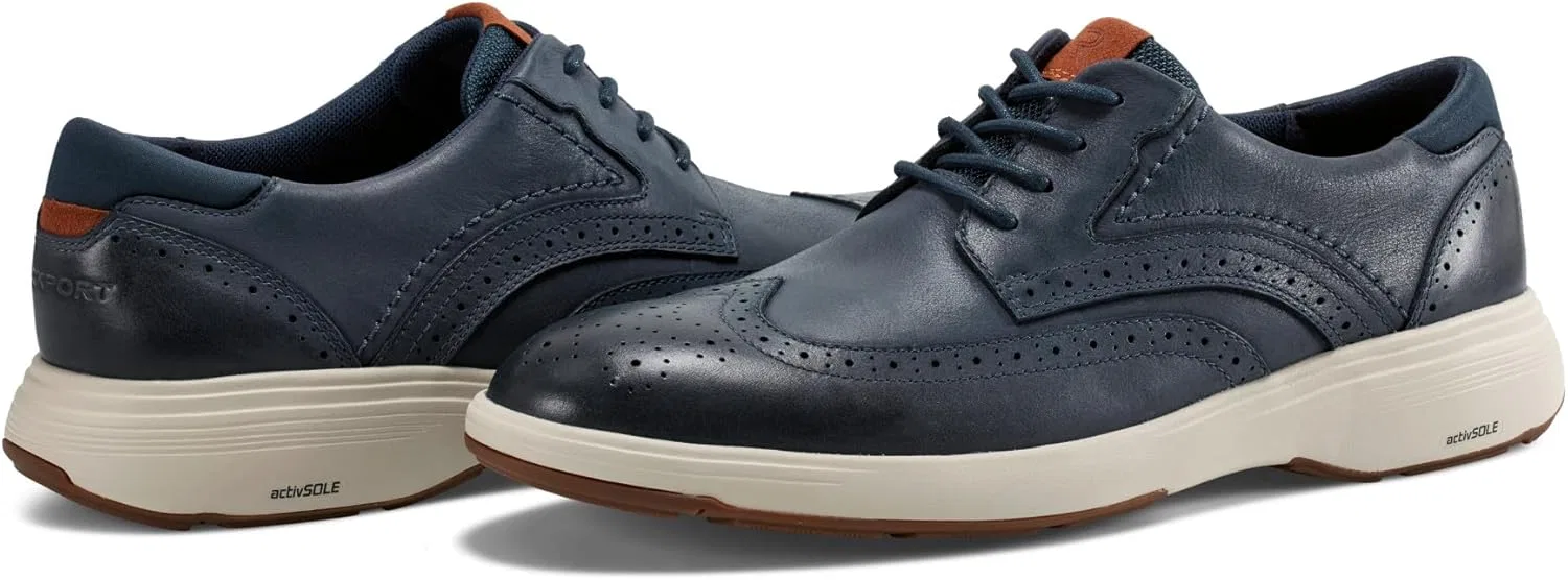 Мужские оксфорды Rockport Noah Wingtip, Dark Blue Leather — фото 4