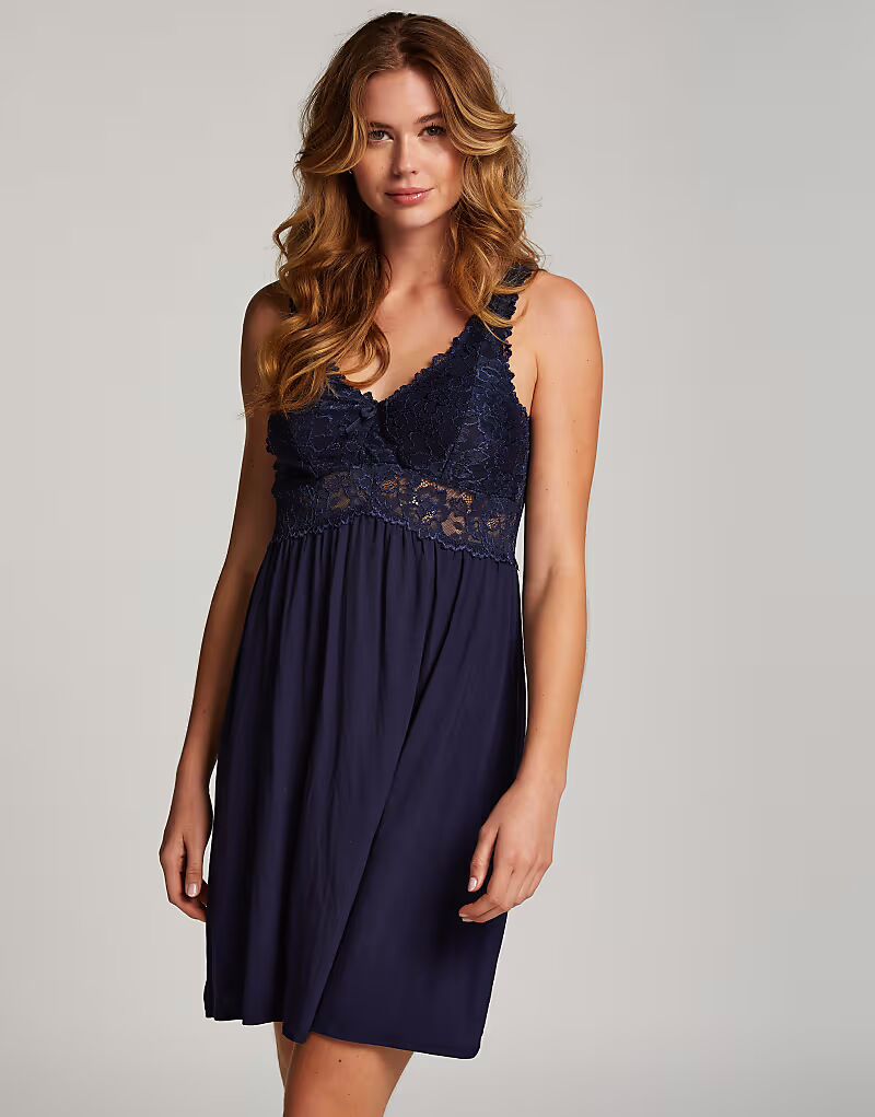 

Кружевное платье-комбинация Nora синего цвета Hunkemoller