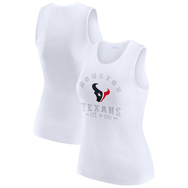 

Женский белый топ Houston Texans с ребристым принтом Wear By Erin Andrews