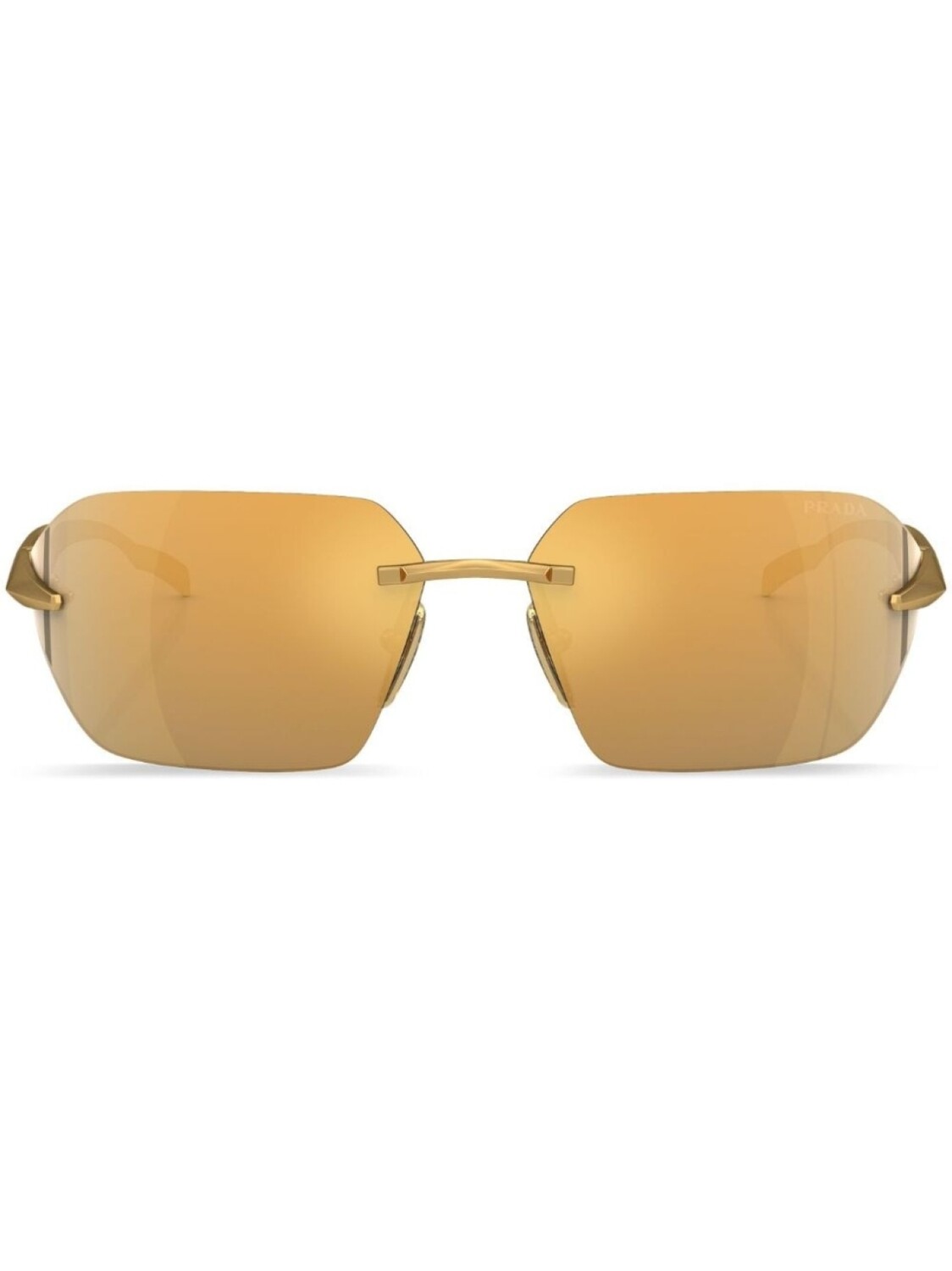 

Prada Eyewear очки в безободковой оправе с гравировкой логотипа, золотистый