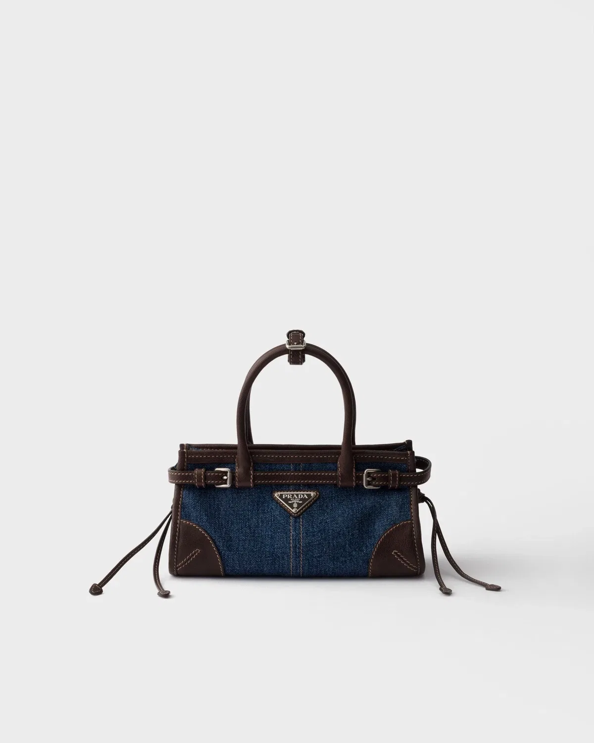 Маленькая сумочка Prada Bonnie из денима и кожи, синий