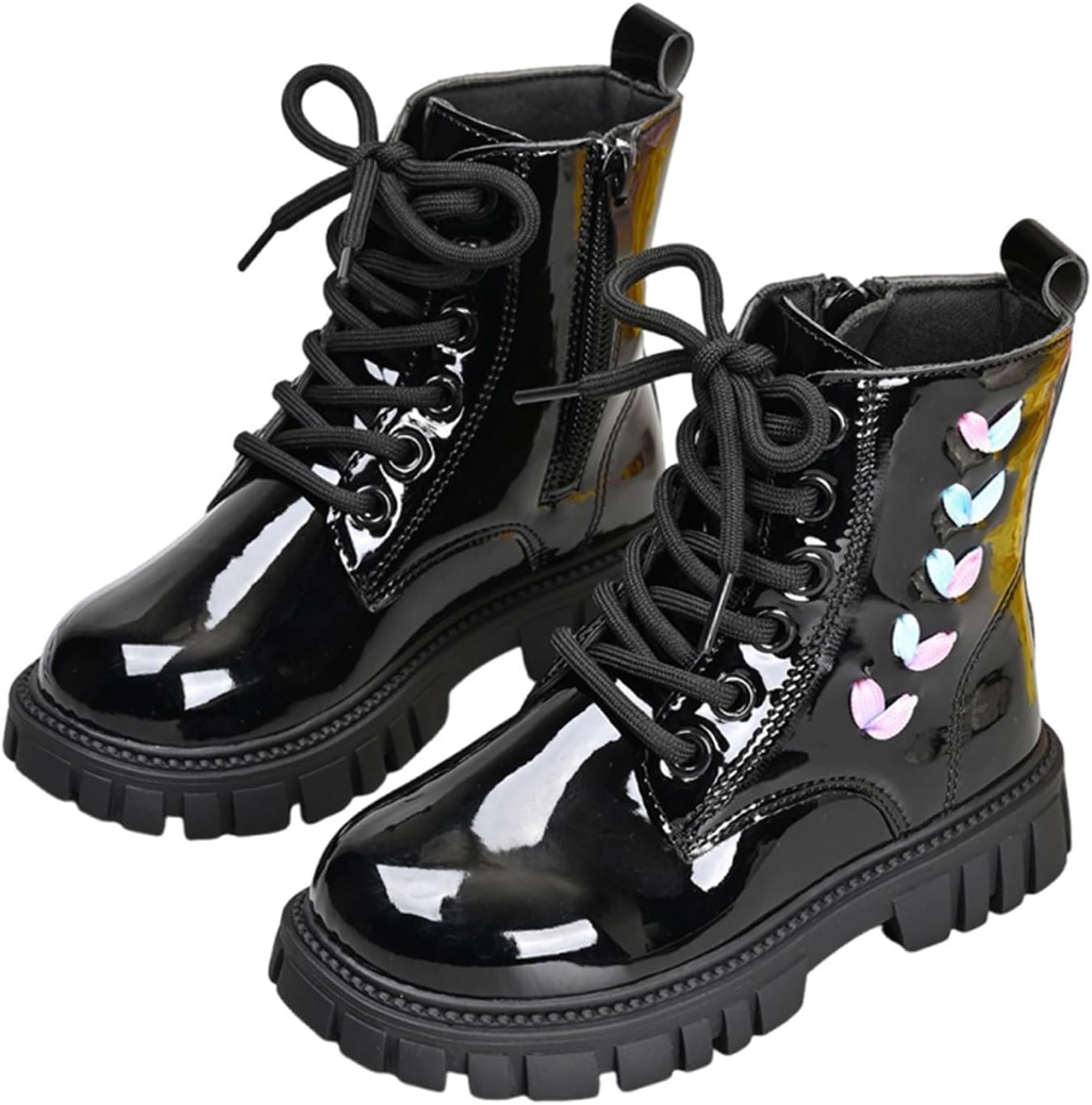 

Детские ботинки на шнуровке с боковой молнией, замшевые, однотонные, с нескользящей подошвой, квадратный носок, для осени и зимы, теплые, мягкая рифленая подошва, для детей 2-12 лет Generic, #10 Black