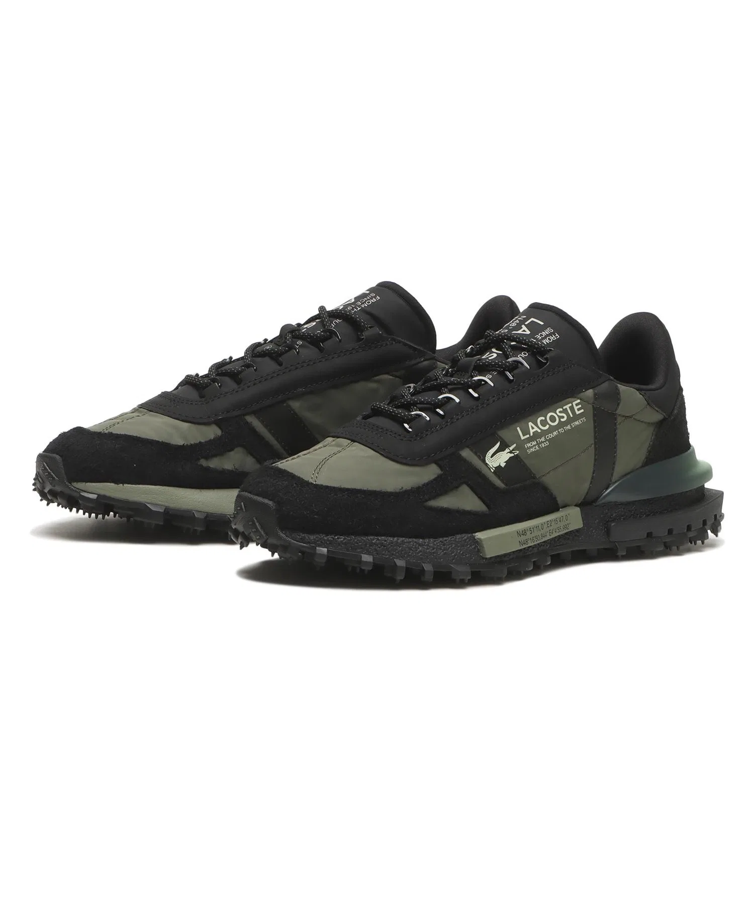 Мужские кроссовки LACOSTE ELITE ACTIVE 225 из кожи и нейлона, чёрные — фото 3