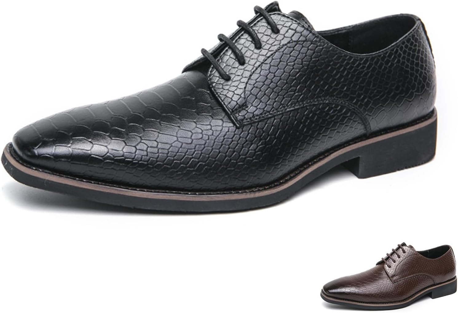 

Мужские оксфорды с узором, классические туфли с квадратным носком, шнуровкой, низким верхом, кожаные формальные туфли, классические деловые дерби Zeberfi, черный