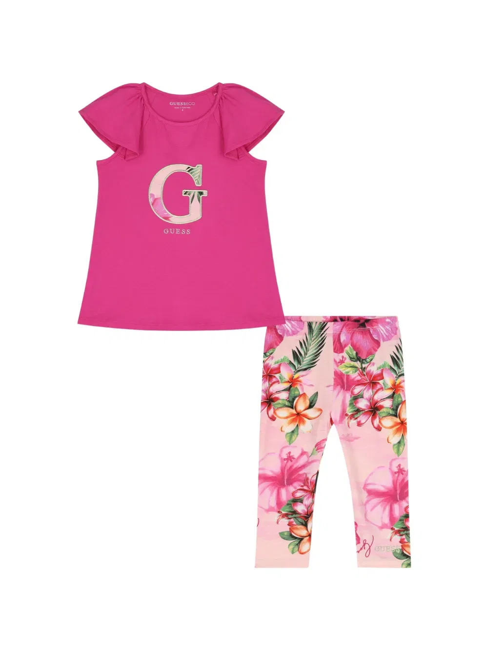 Брючный комплект с логотипом Guess Kids, розовый