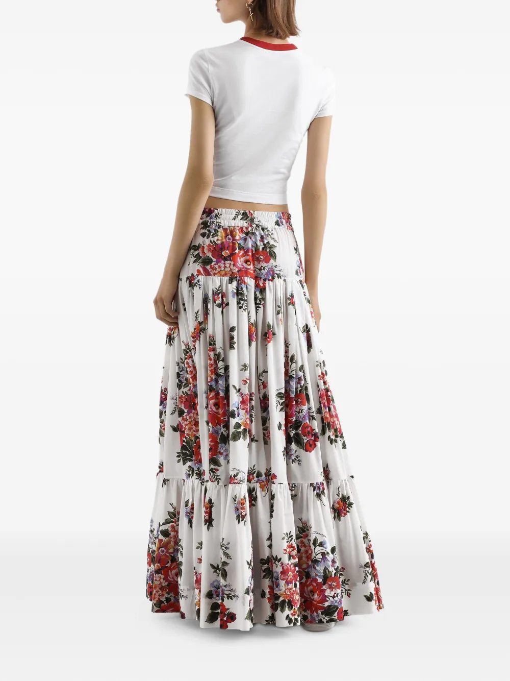 Юбка с кулиской и цветочным принтом Dolce & Gabbana, белый — фото 3