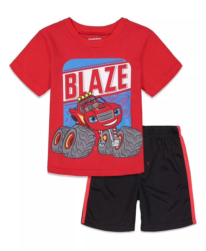 

Комплект одежды для мальчиков: футболка Blaze и шорты с сетчатой вставкой Blaze and the Monster Machines, красный