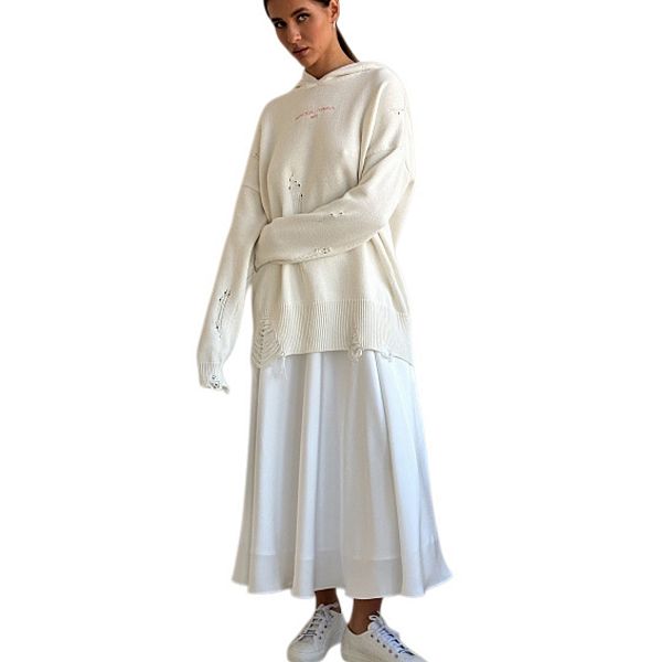 

Женская атласная юбка миди с высокой талией и эластичным поясом Yesfashion, White